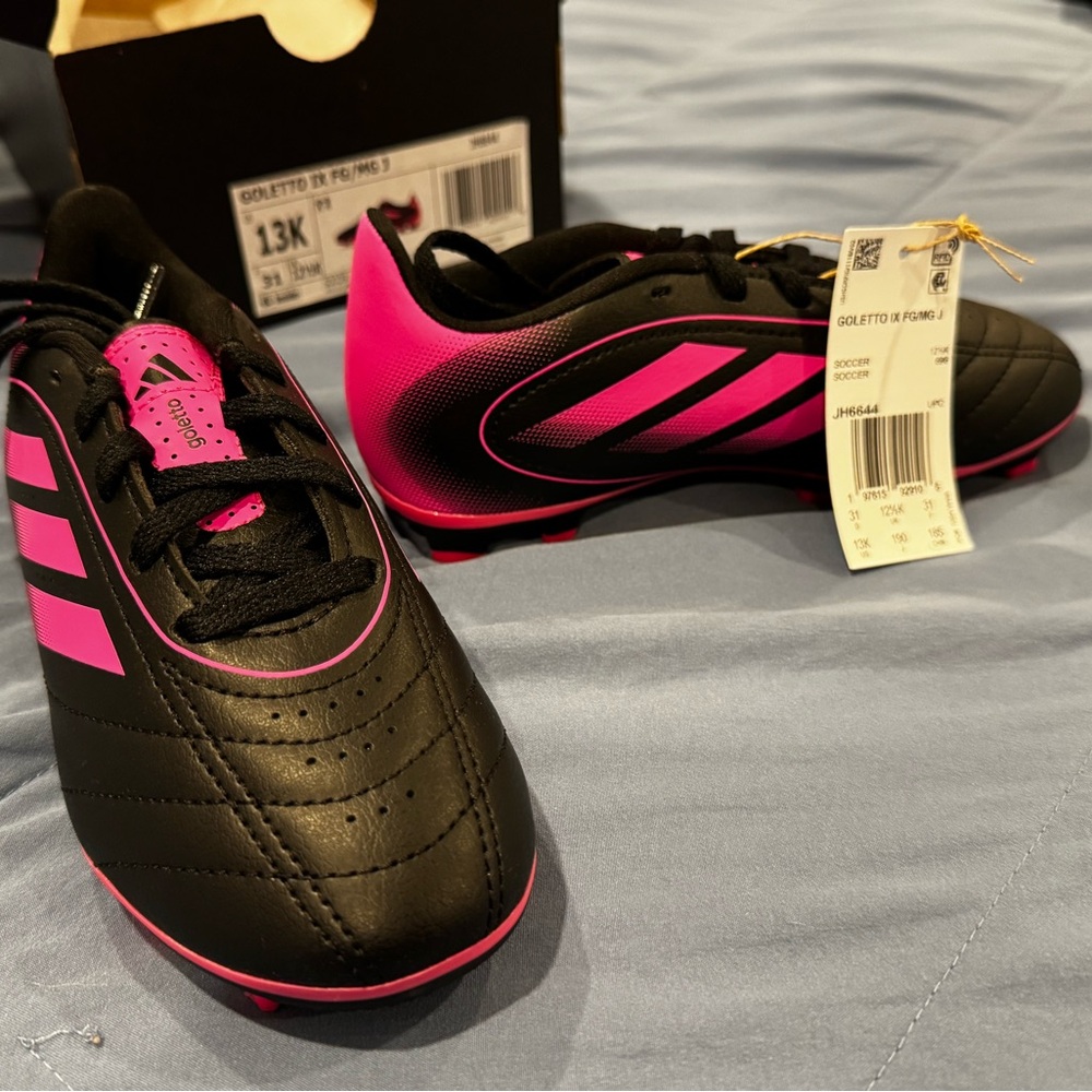 Adidas Black and Pink Soccer Shoes